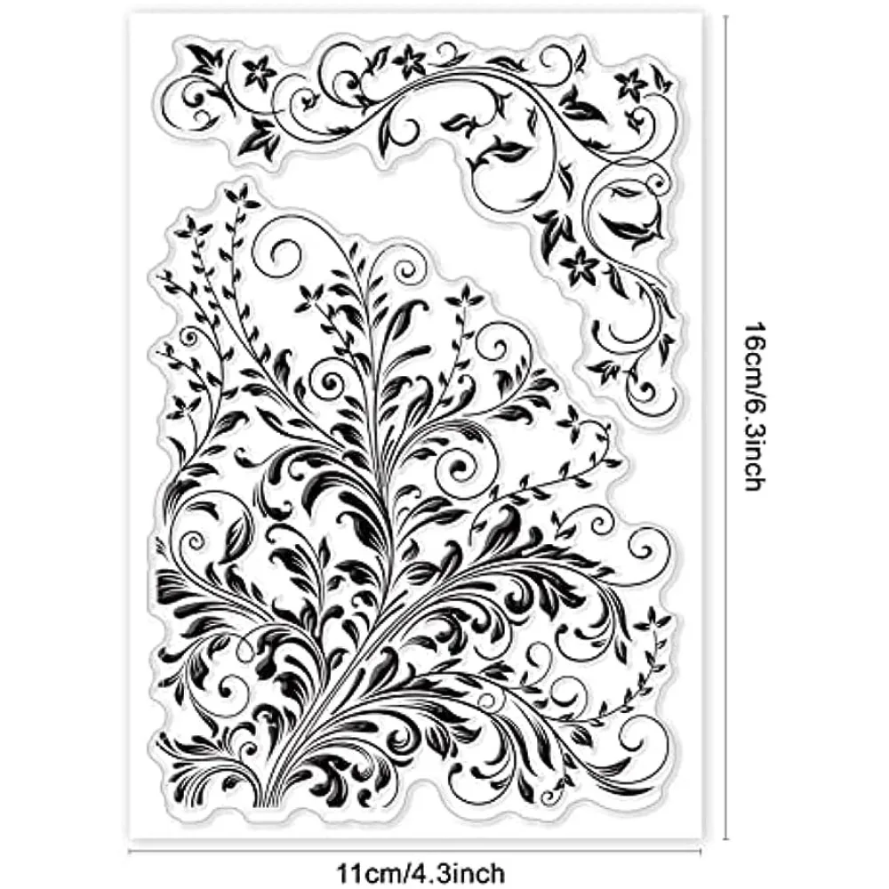 Flower Vine Lace Clear Stamps for Card Making Decorative Vine Corner Background Transparent Silicone Stamps for DIY Scrapbooking