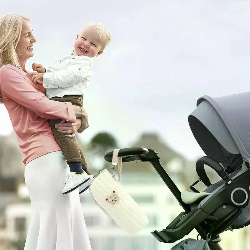 حقيبة زجاجات الأطفال المعزولة، نمط الدب الرائع، حامل زجاجات الأطفال الحراري، حقيبة نقل حليب الثدي، سهلة التنظيف #3