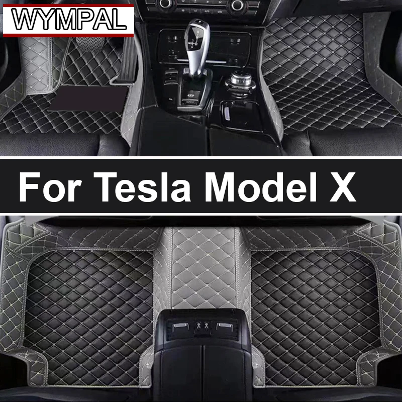 Car Floor Mats For Tesla Model X 2016~2022 6 seat Second Row No Handrails Anti-dirt pad Interior Parts floor Pad Car Accessories