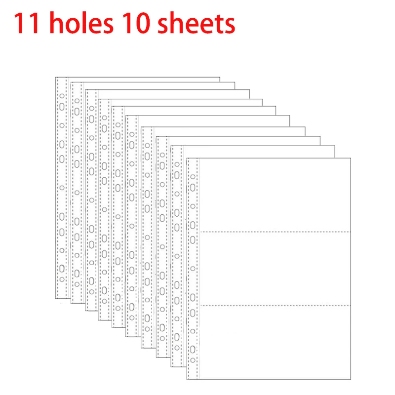 A4 11 Holes Postcard Organiser for Banknotes/stamps/card 10pcs Banknote Collection Supplies Page Card Booklet Insert Replacement
