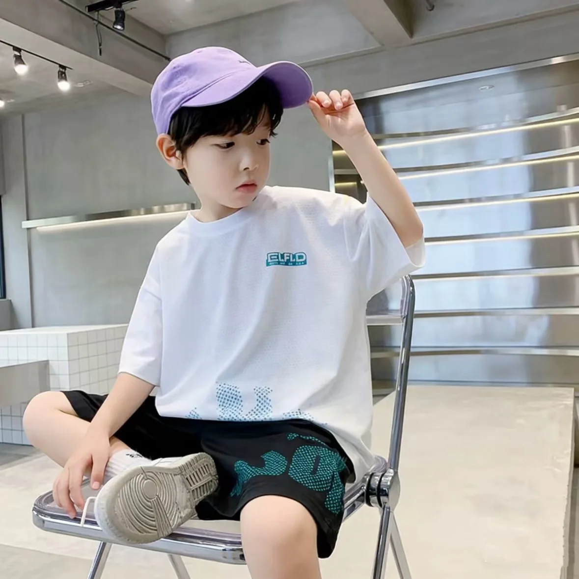 Kids Mesh Quick Dry Set Boys Summer Short Sleeve Shorts 2026 New Medium Large Suitable Boys Sport Set