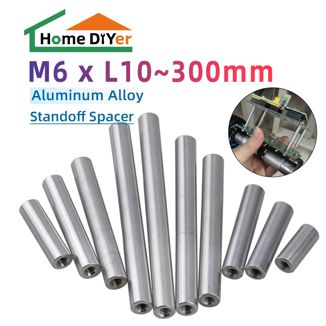 

1Pcs Long Nuts M6 OD6/7/8/10mm Length 10mm-300mm Aluminum Round Threaded Sleeve Standoff Pillar Long Nut Connector
