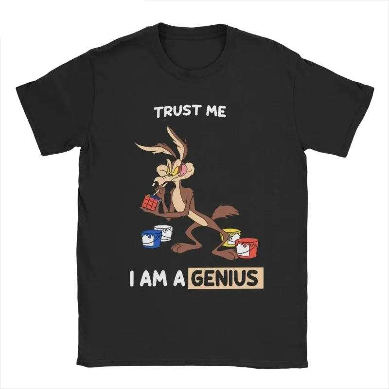 

New Arrival Believe in Me I'm A Genius Unisex T-Shirt Wiley E Coyote Cartoon-Style Summer Cotton Short-Sleeve T-Shirt for Women