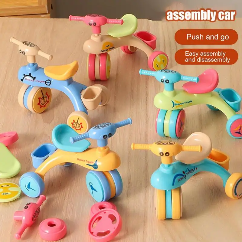 Kids Assembly Tricycle Toys Creative Inertia Tricycle Push And Go Vehicle For Toddler Fine Motor Skills Games Educational Toys