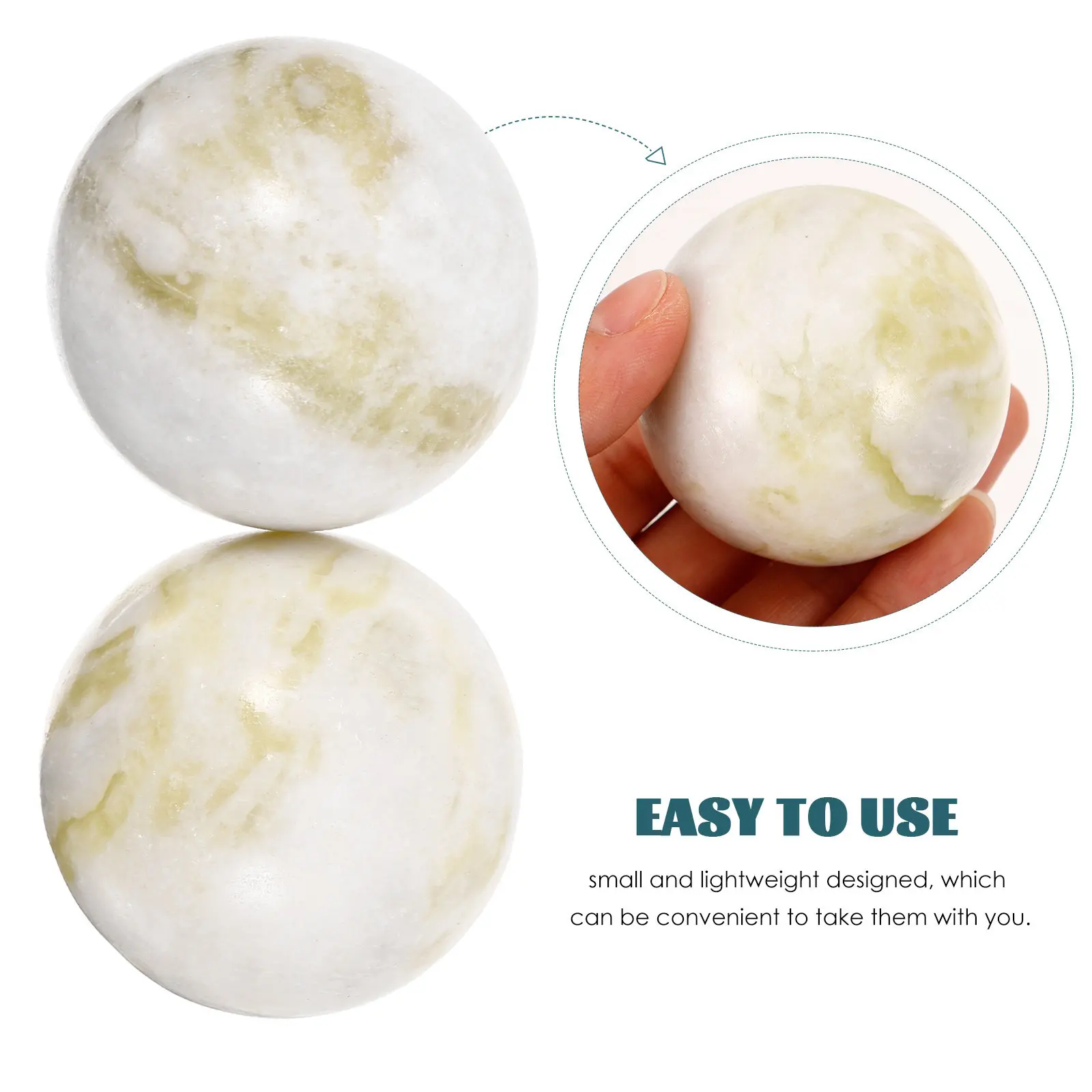 2Pcs Hand Massage Balls Jade Small Smooth Rolling Exercise Balls Portable Hand Fitness Relax Muscle Tension Relieve Stress and