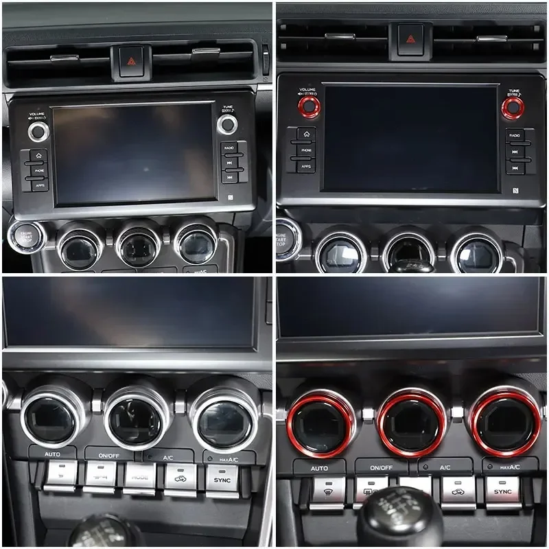 

For Toyota 86 for Subaru BRZ 22-24 Aluminum Silver Car Air Conditioner Switch Knob Volume Media Knob Ring Cover Car Accessories