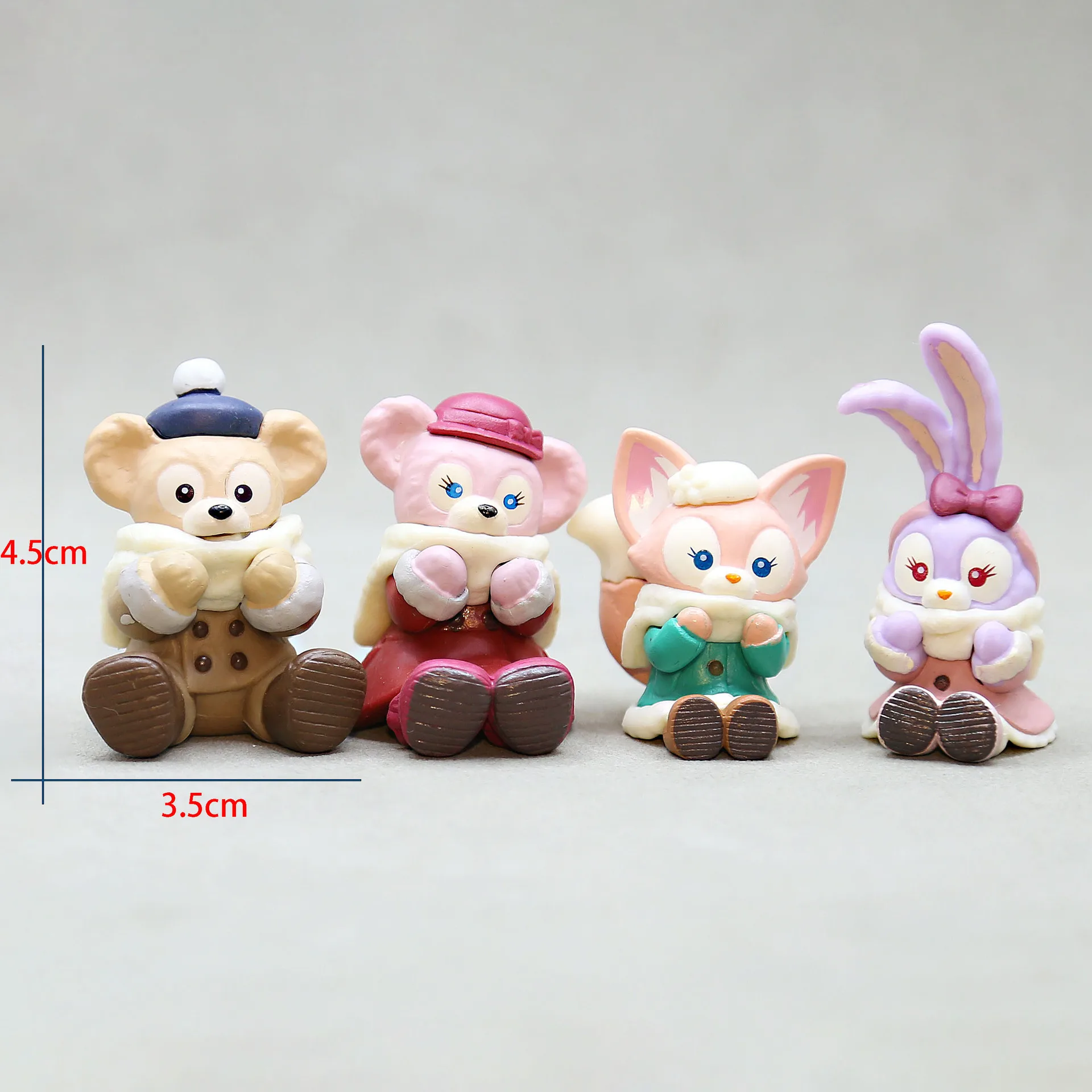 4 pezzi Disney Action Figure Cartoon Duffy Toy Simpatico modello GK da collezione Adorabile bambola Decorazione anime Regali di Natale a sorpresa