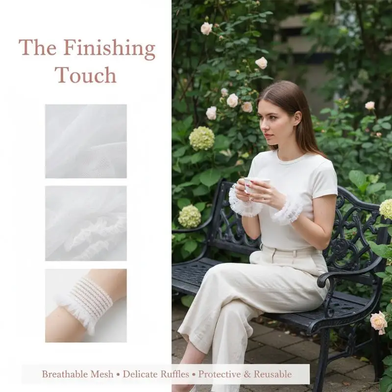 

Manicure Sleeve For Nail Art Lace Fake Pleated Cuff Manicure Photography Props Fake Sleeves Nails Accessories Supplies Charm