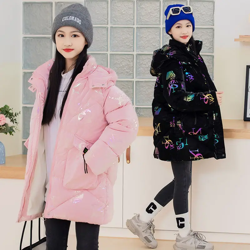 

Children Winter Down Cotton Jacket Fashion Girl Clothing Kids Clothes Thicken Warm Parka Hooded Snowsuit Outerwear Coat 12 Year