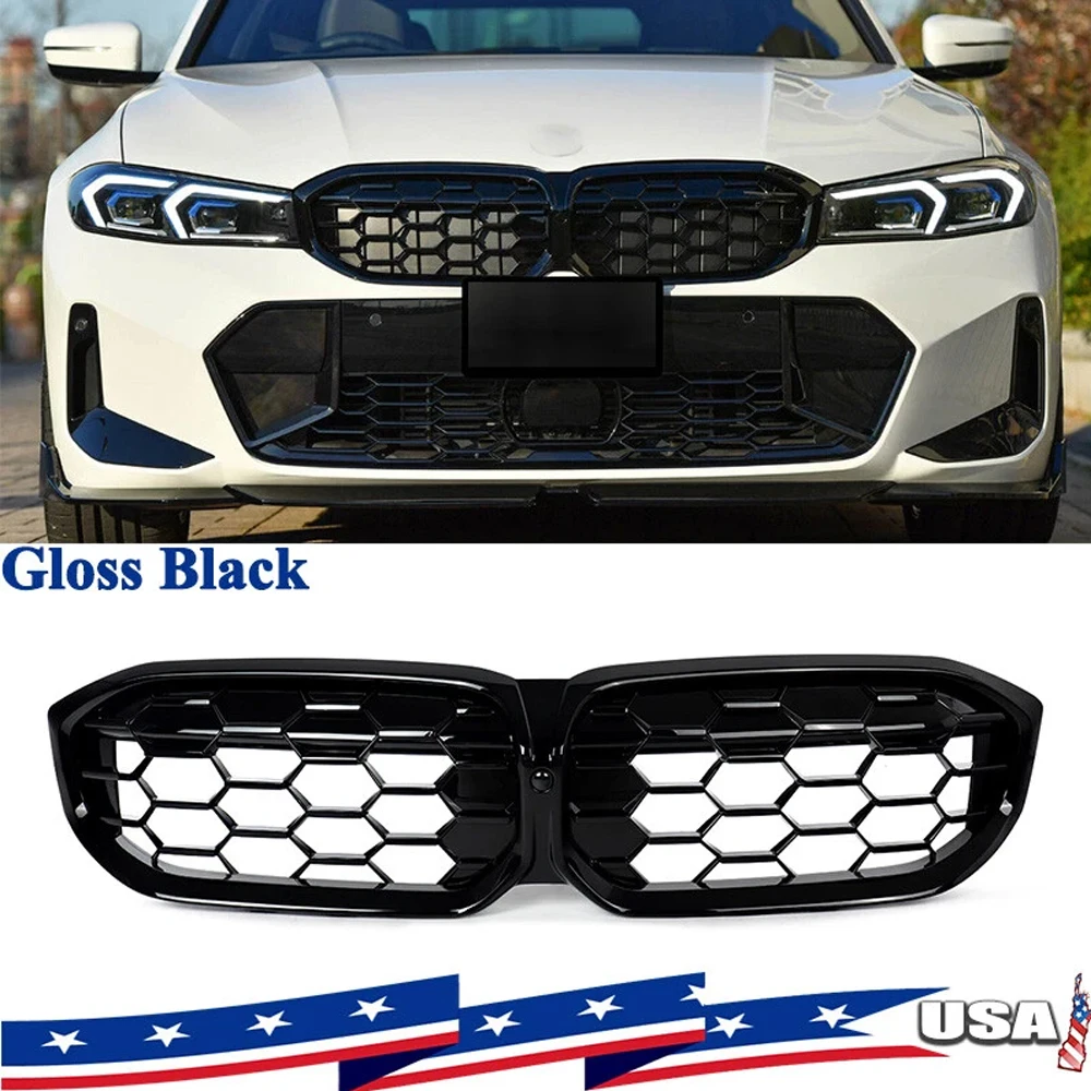 

Новый автомобильный передний бампер, решетка для почек, глянцевый черный для BMW G20 320i 330i M340i 2023-2025, высококачественная автомобильная двойная решетка для почек