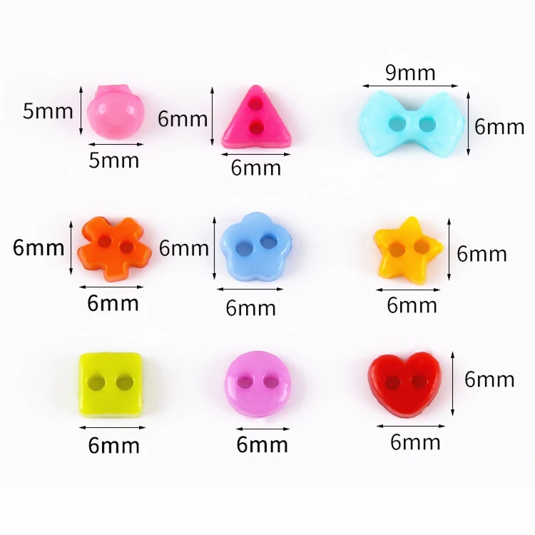 300pcs 6mm Beautiful Mini Tiny Resin Button Sewing  kid\'s apparel toy doll Decorative  DIY Scrapbooking