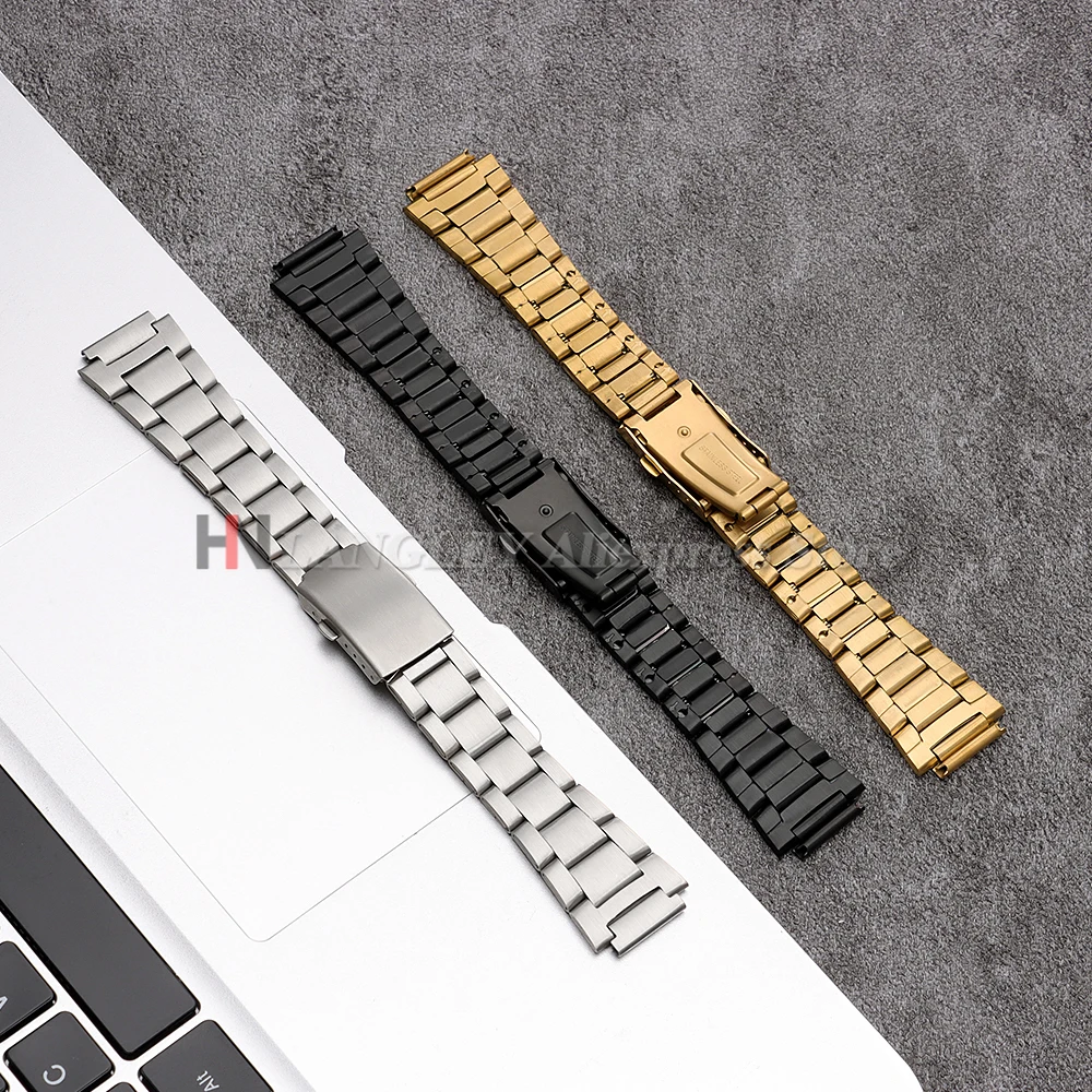 카시오 F-108/W-218 F91W F84 W-800H SGW400 AE-1200/1300 남성용 스포츠 접이식 버클 팔찌용 18mm 스테인레스 스틸 시계 스트랩