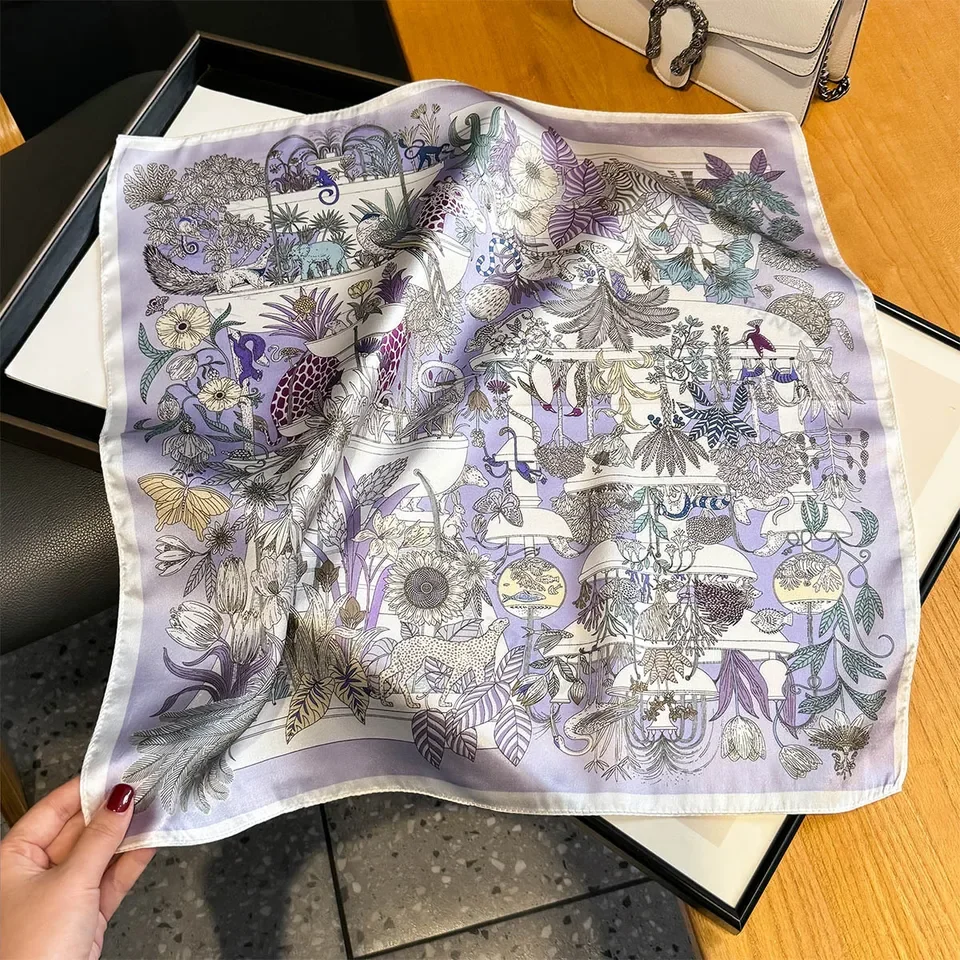 وشاح حريري وشاح مربع صغير المرأة موضة طباعة الرقبة الشعر التعادل الفرقة الشاطئ الحجاب منديل عصابات الأوشحة