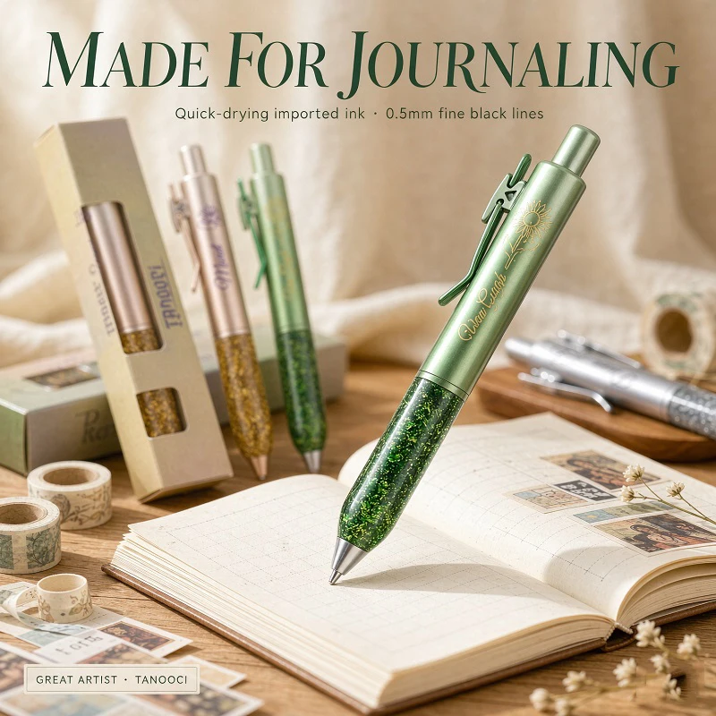 TANOOCI Great Artist Chubby Gel Pen,Compact Pocket Journaling Pen With Masterpiece Print Barrel,Unique Gift ForStationeryLovers