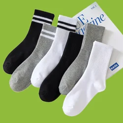 6/12 Pairs High Tube Black White Mid Length Socks Set Women High Quality Popular Sweat Absorption Fashion Women's Cotton Socks