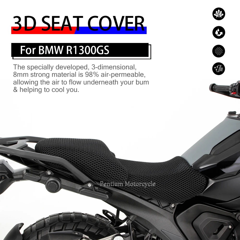

3D Air Flow Seat Cove For BMW R1300GS R 1300 GS 2024- Motorcycle Anti-Slip Fabric Cushion Seat Cover