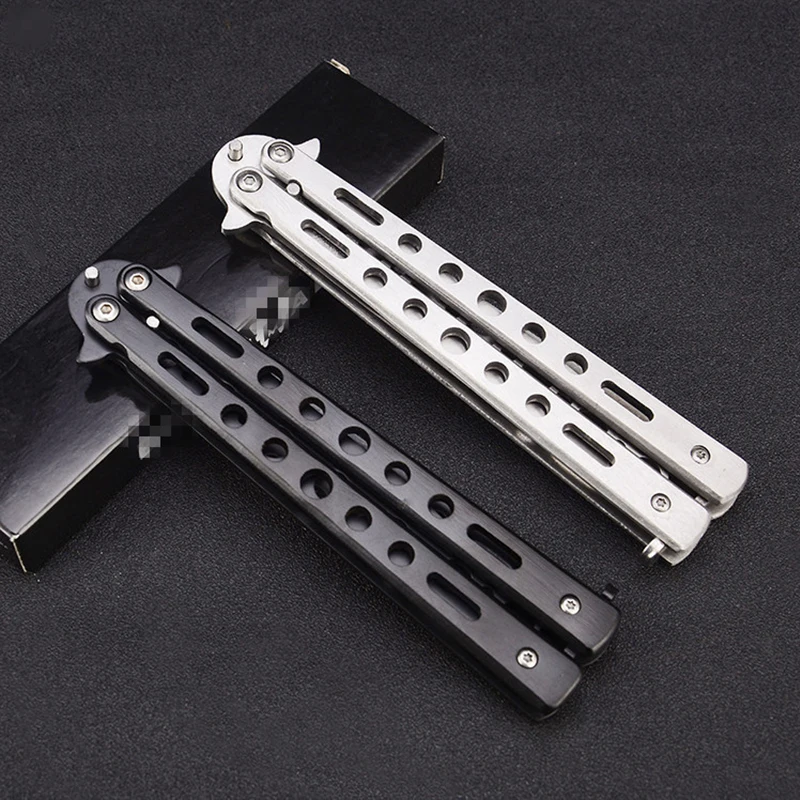 Portable Folding Butterfly Knife CSGO Balisong Trainer Stainless Steel Pocket Practice Knife Training Tool for Outdoor Games New