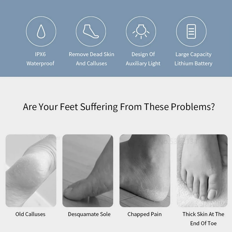 Youpin Youpin ไฟฟ้า Pedicure Foot Care บดผิว Rupture Remover เท้าแฟ้มเครื่องบด Dead Skin แคลลัสลบ Pedicure เครื่องมือ