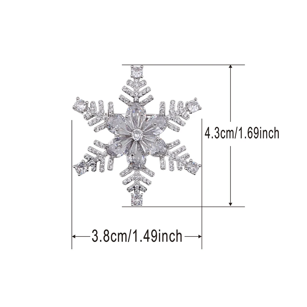 Korean Flash Diamond Snowflake Brooch Real Gold Plated Fashion Jewelry