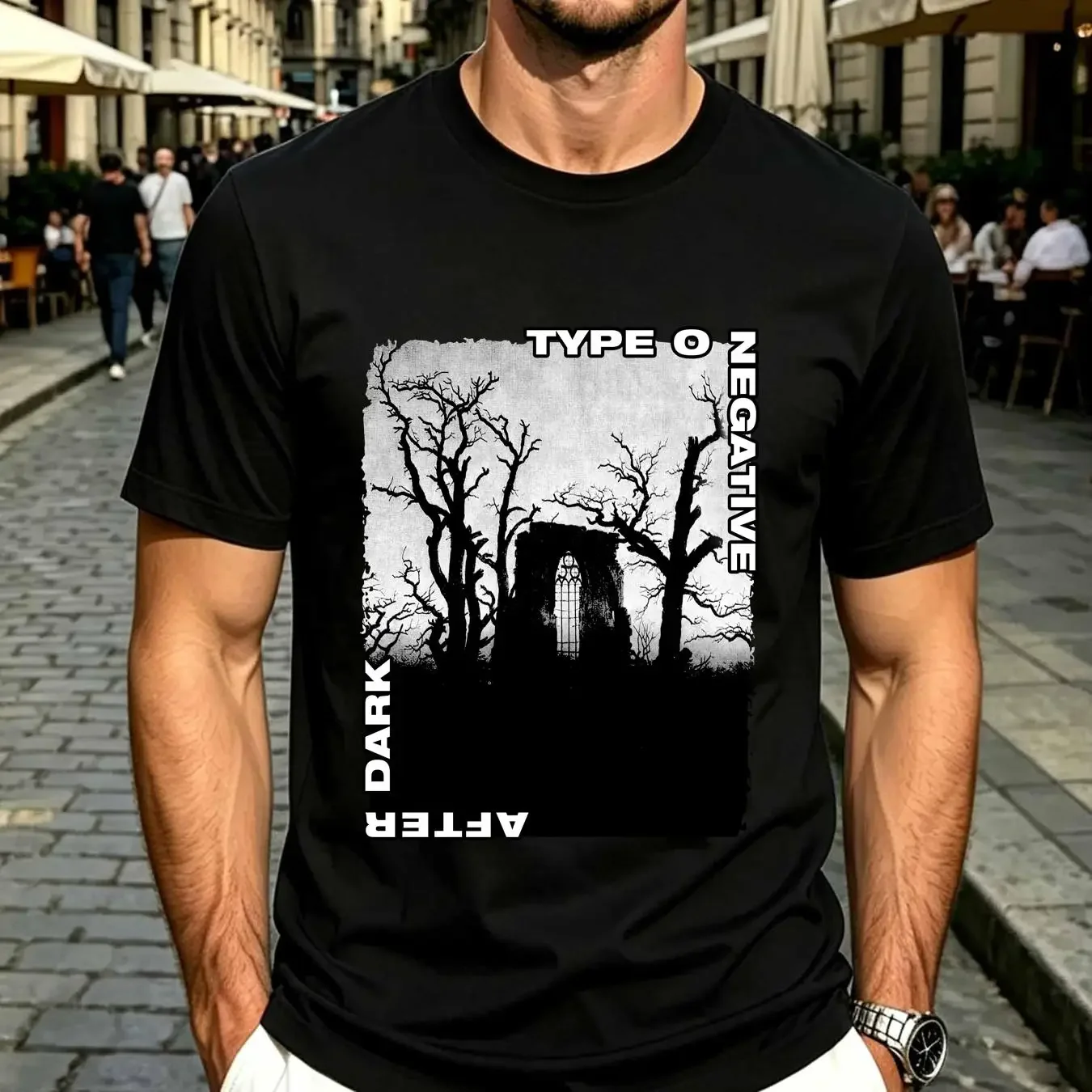 washed T Shirt Type O Negative After Dark V1 BLACK metal band long or short sleeves vintage Washed Slightly Stretched