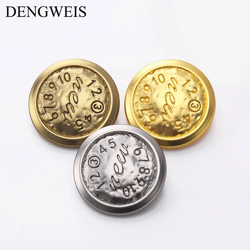 Retro Engraving Numbers Badge Metal Button Pattern Metal Knot DIY Coat Decoration Sewing Accessories Sewing Buttons Wholesale