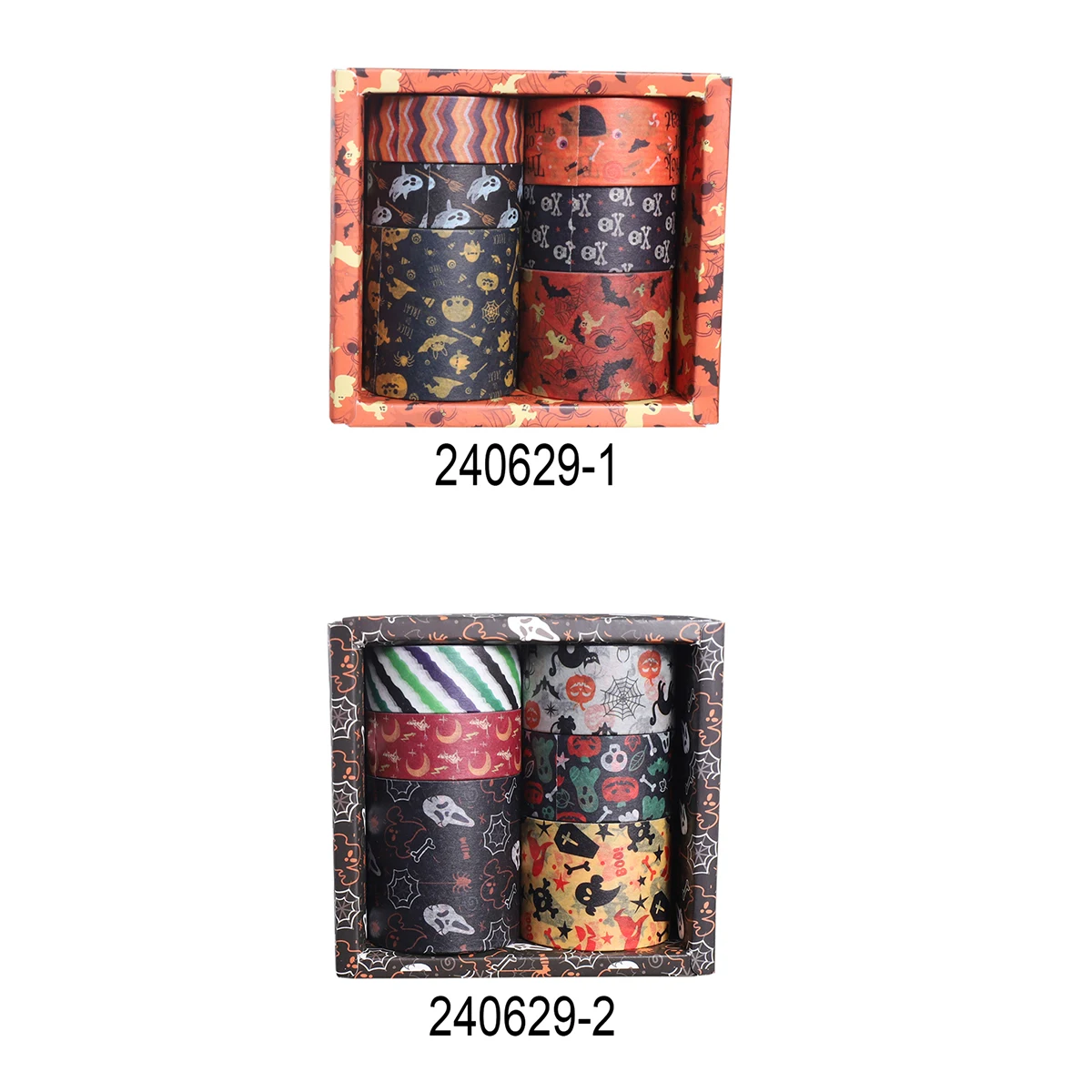 ハロウィン和紙テープ 6 ロールセット - DIY クラフト、スクラップブッキング、ジャーナル、ギフト包装用の不気味なプリント、簡単に引き裂ける紙テープ