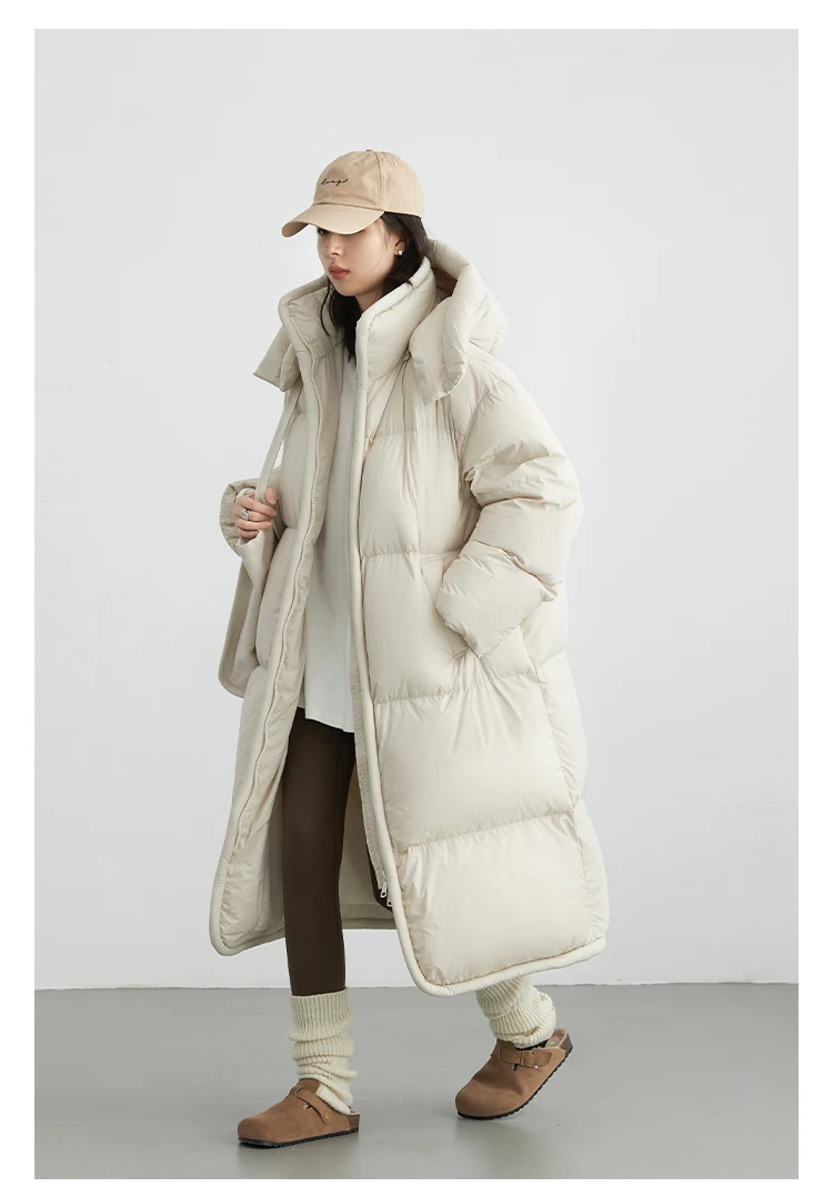CHIC VEN Women Long Down Coats Hooked Loose New Solid Woman Down Jacket Thick Soft Warm Female Overcoat Autumn Winter 2025