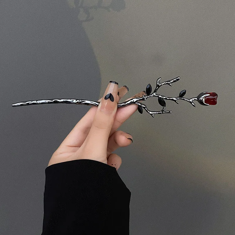 Women's Hairpin Straight Curved Metal Hair Stick Pin Chinese Style Headdress Elegant Jewelry Accessories Wedding Party Headwear