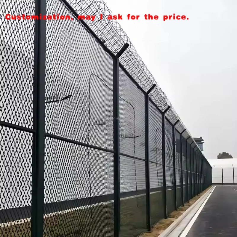 

custom.7ft Airport & Prison Security Wire Mesh Fence with Barbed Wire Customizable Dimensions 3D Modeling Service