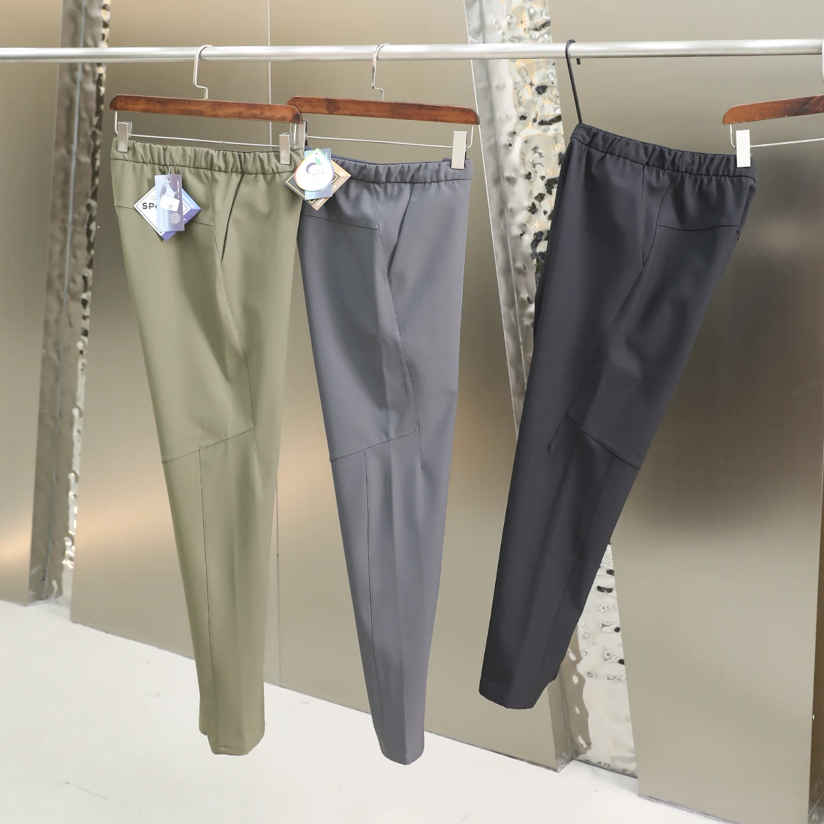 

Men's Casual Pants Elastic Waist Soft ell Windproof Water Resistant 3D Tailoring Autumn Faion Urban Sle Straight Leg