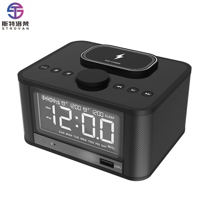 

Creative Music Alarm Clock Display RGB LED Dual USB Interface FM Radio-Desk Clock Speaker Supports U Disk TF Card-Digital M7