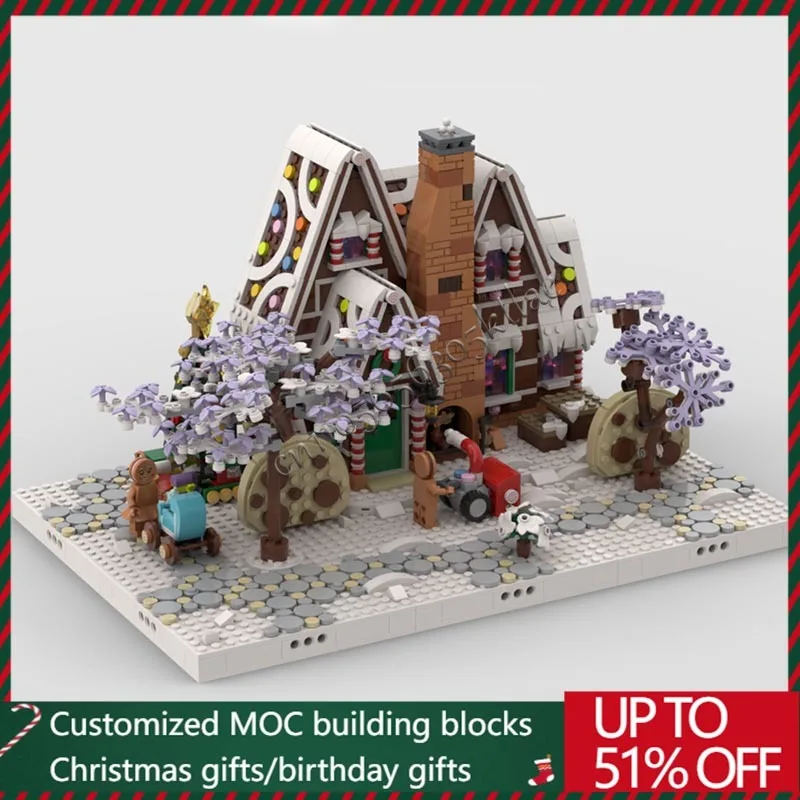 Personnaliser hiver Village série pain d'épice maison modèle de construction bricolage bloc enfants assemblage ensemble jouet cadeaux d'anniversaire MOC-10267