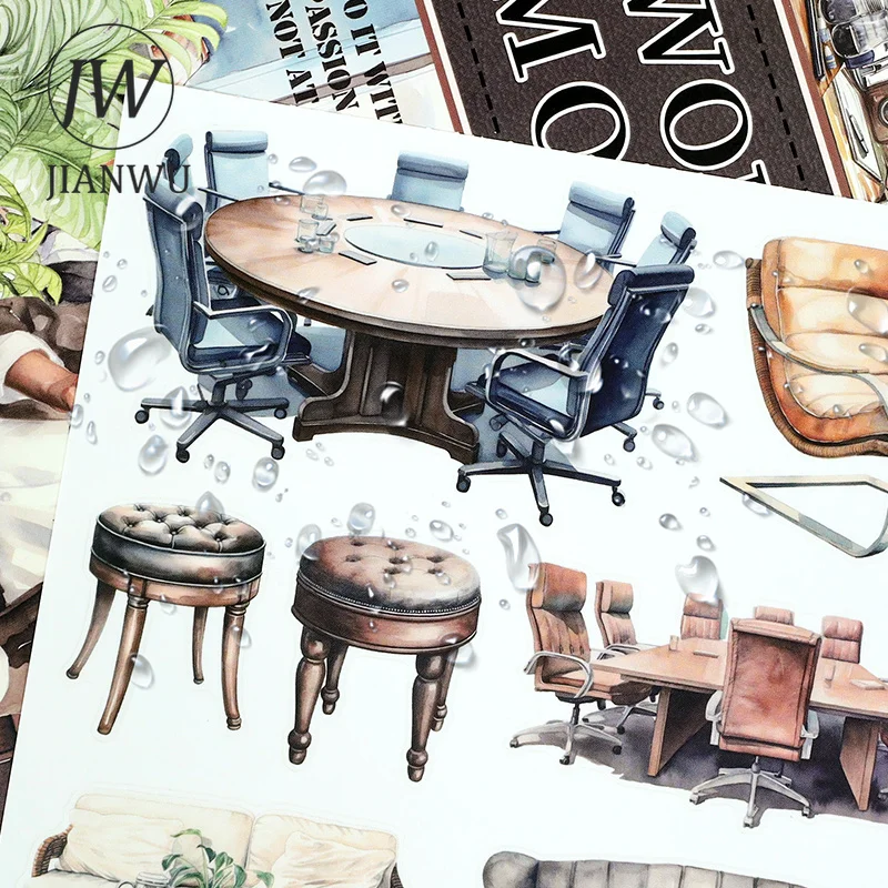 JIANWU 20 Sheets/book Vintage Coffee Character Flower Landscape Material Collage Sticker Book Creative DIY Journal Stationery view 5