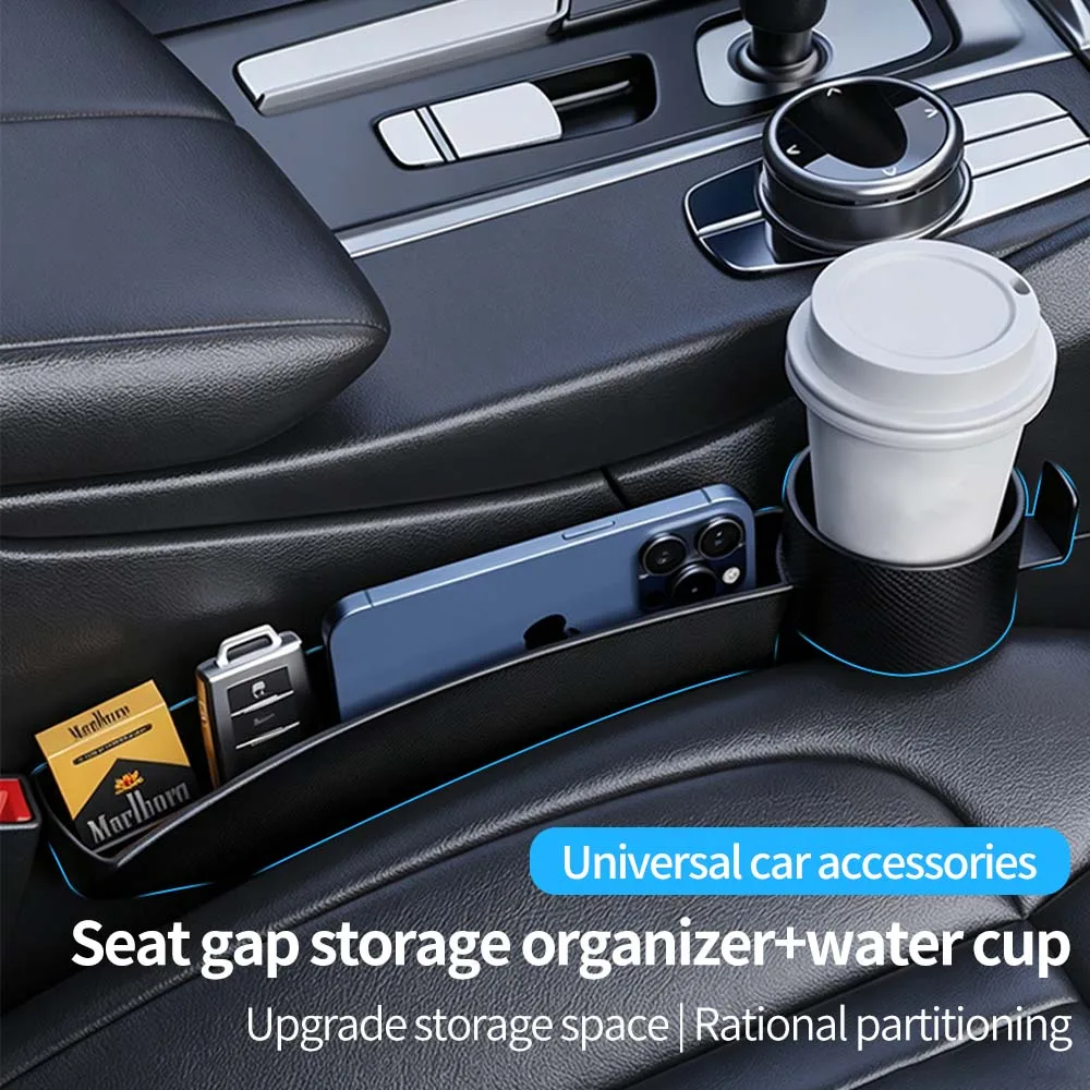 TPE Car Seat Gap Filler Storage Box With Cup Holder For Universal Multifunctional Car Console Side Pocket Prevent Item Dropping