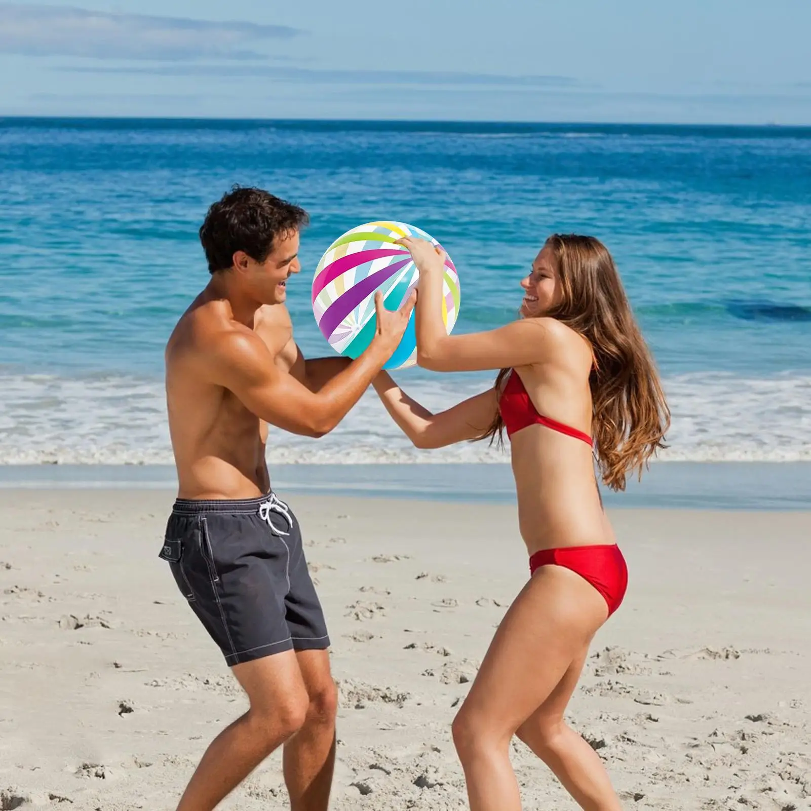 子供用ビーチボール、膨らませるスポーツトレーニング玩具、耐摩耗性ポータブル16インチビーチボール、チームスポーツ、パーティー、プール、学校用
