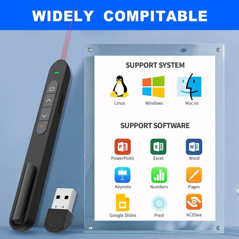 2.4 جيجا هرتز عرض لاسلكي الفرس USB شحن Hyperlink PPT ليزر الوجه القلم مع حقيبة التخزين مؤشر ليزر عن بعد بالأشعة تحت الحمراء #1