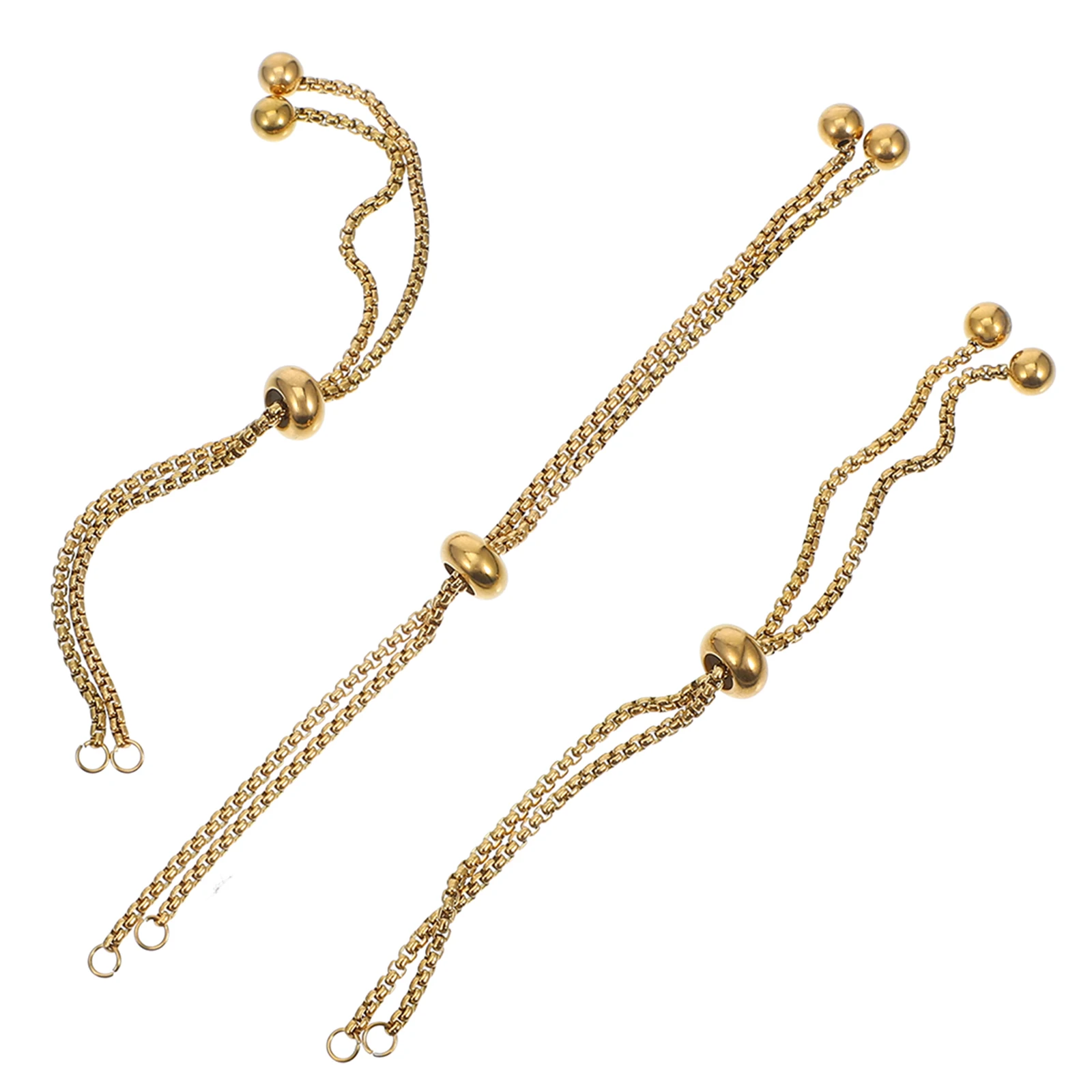 

3pcs Stainless Steel Bracelet Chain Silver Adjustable Extendable Diy Jewelry Making Connector Chains Accessories