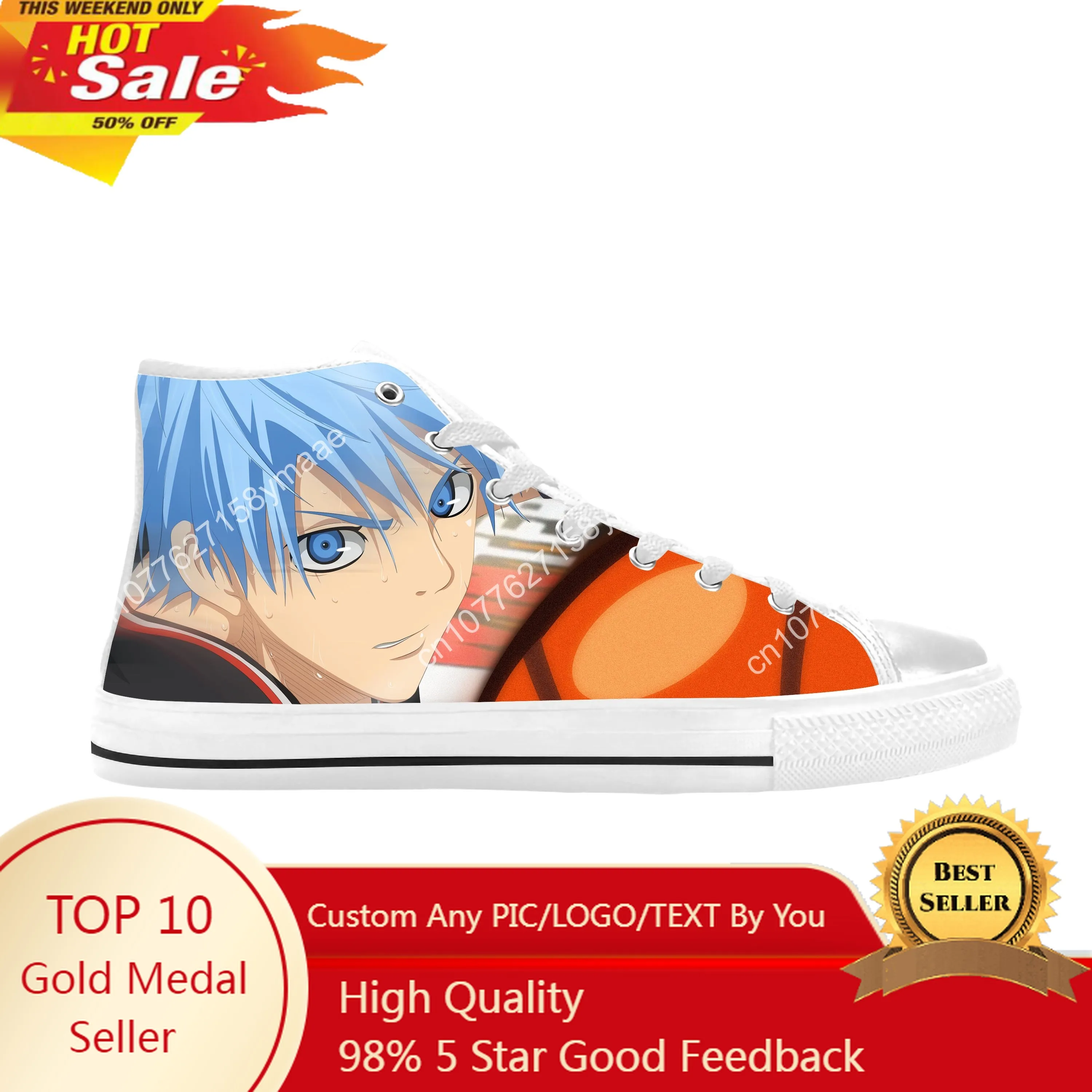 

Anime Manga Comic Kuroko No Basket Kuroko Tetsuya Casual Cloth Shoes High Top Comfortable Breathable 3D Print Men Women Sneakers