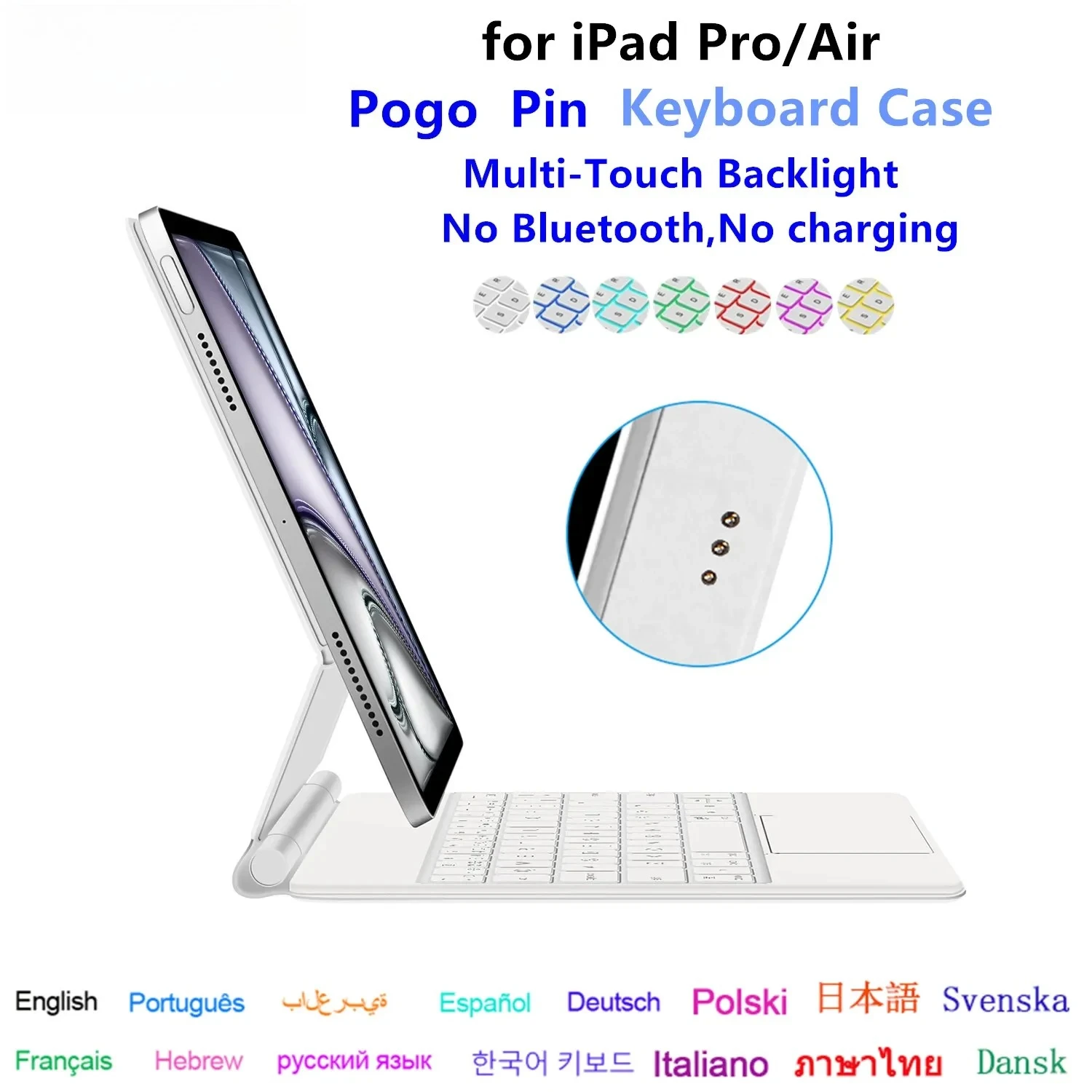 Smart Pogo Pin Magic Keyboard for iPad Air 11 inch M3 M2 Pro 13 M4 12.9 6th 5th 4th 10.9 7th Smart Case Direct Connection