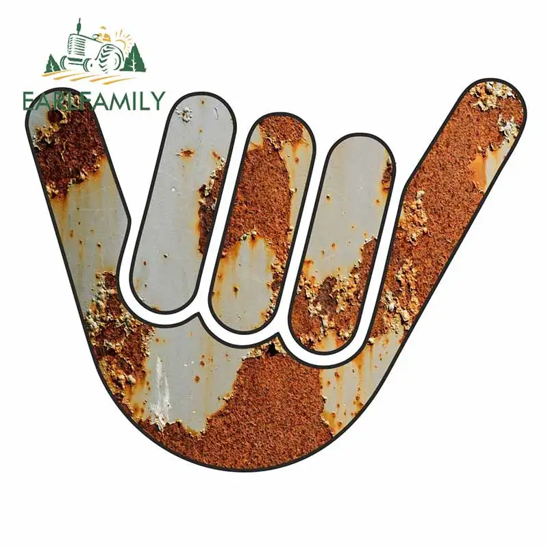 EARLFAMILY Rusty No Worries Hand Design for Rat Look Vinyl Graffiti Car Sticker Window Bumper Trunk Decal Retro Car Styling
