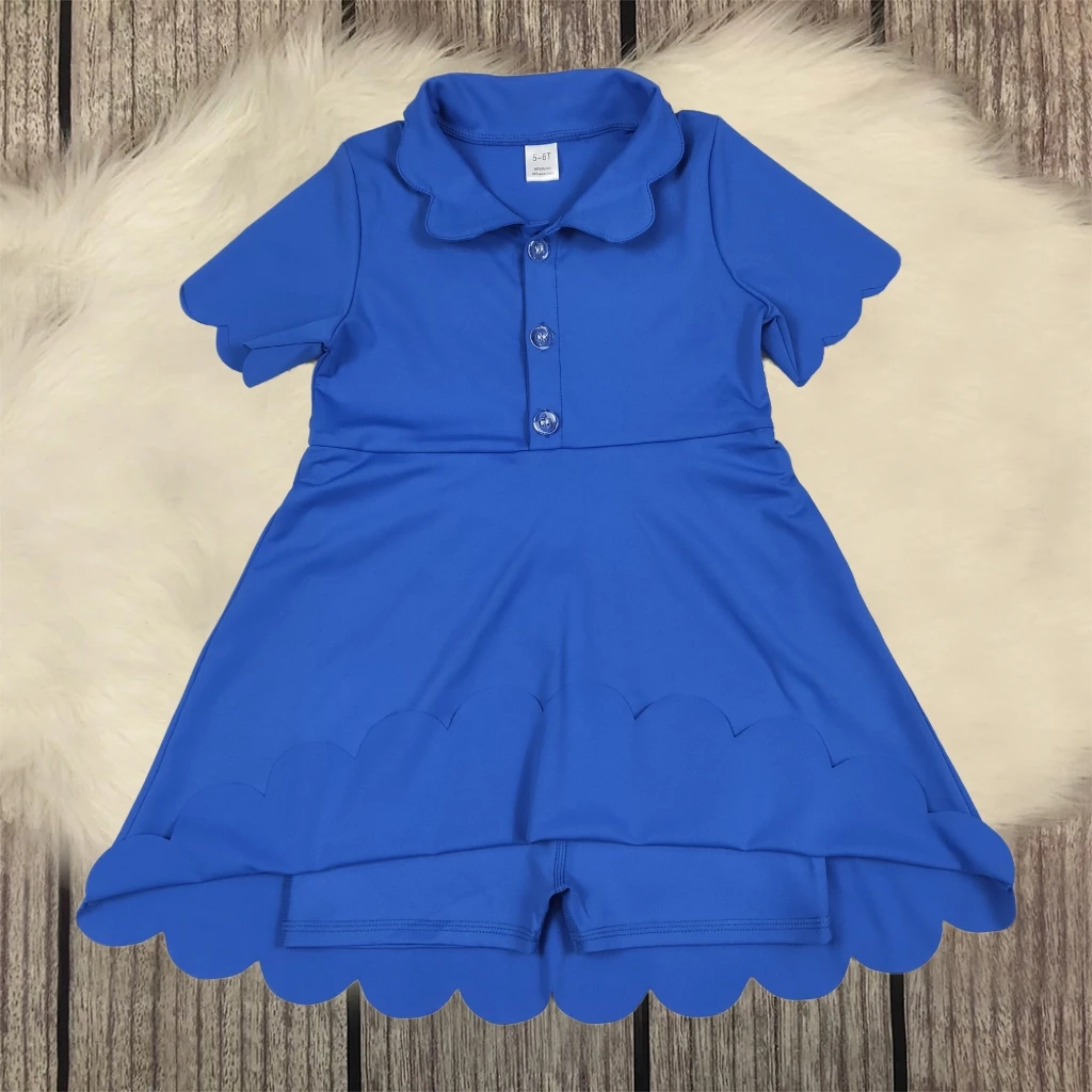 

Kids Active Wear Skirt Shorts Clothes Infant Toddler Skort Blue Buttons Yoga Knee Length Dress Baby Girl Short Sleeves Clothing