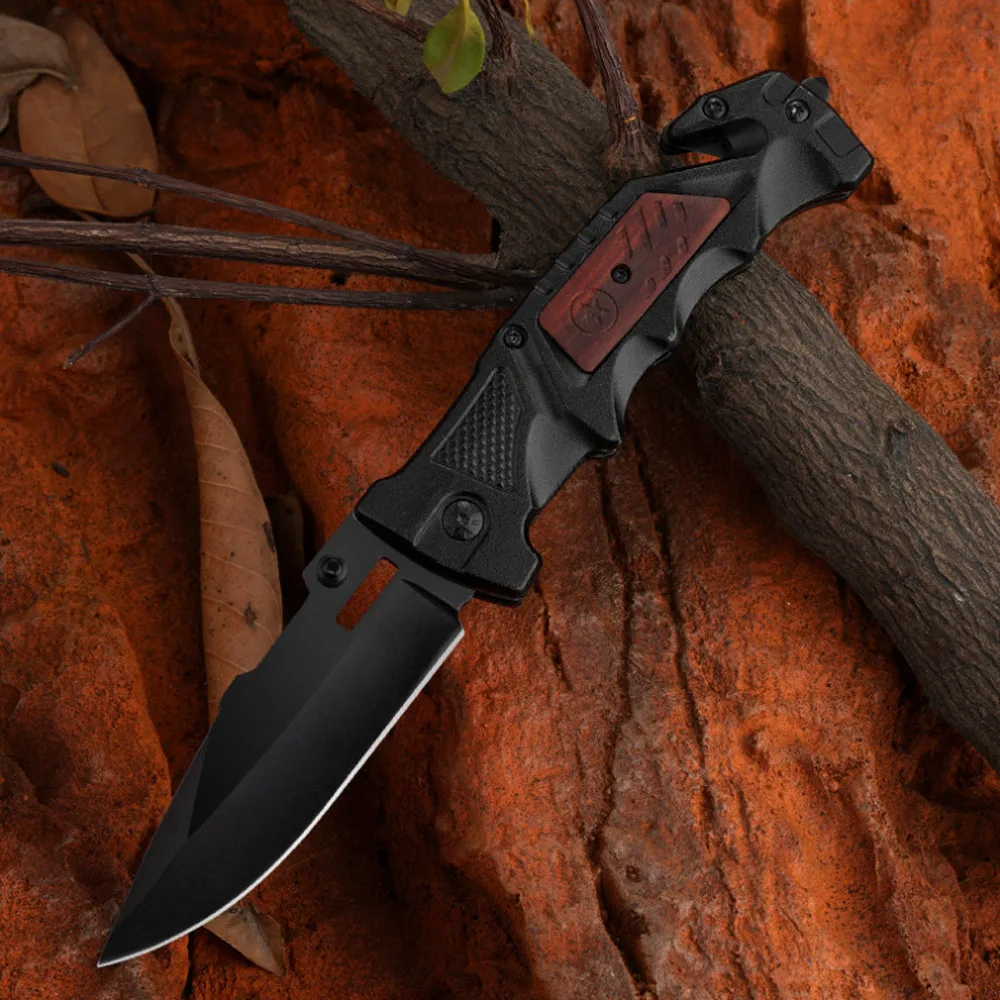 سكين خارجي تكتيكي عالي الصلابة من الفولاذ المقاوم للصدأ قابل للطي في الهواء الطلق للدفاع عن النفس سكين فواكه حاد محمول #3