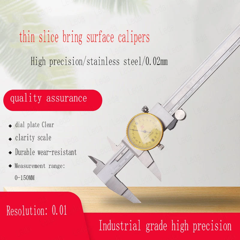 1PCS Thin Slice Bring Surface Calipers ±0.01MM High Precision Stainless Steel Vernier With Table Caliper 0-150 MM