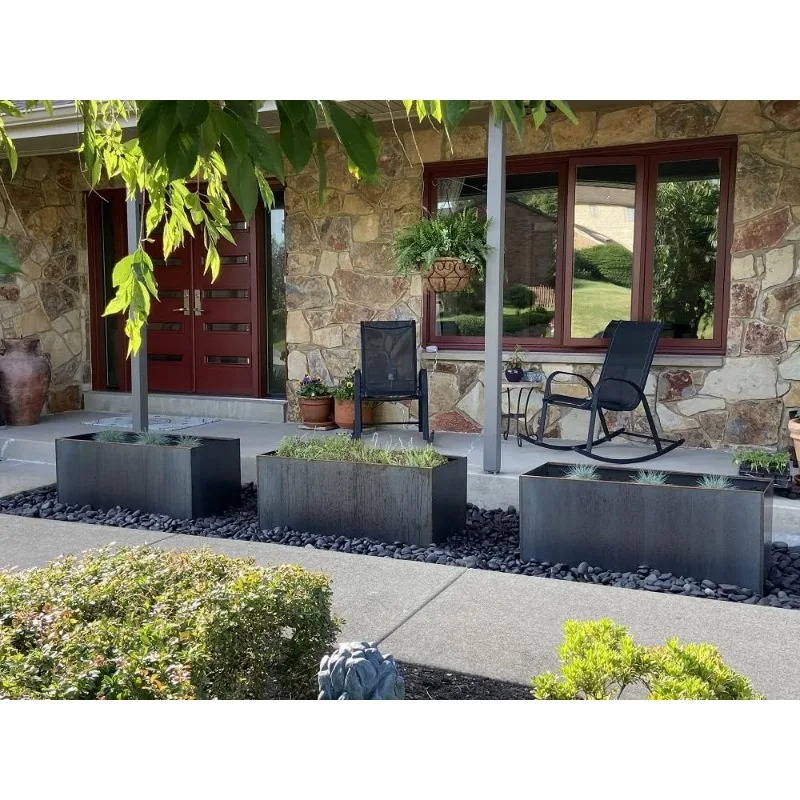 Corten Steel Trough Planter, 20" x 40" x 20"