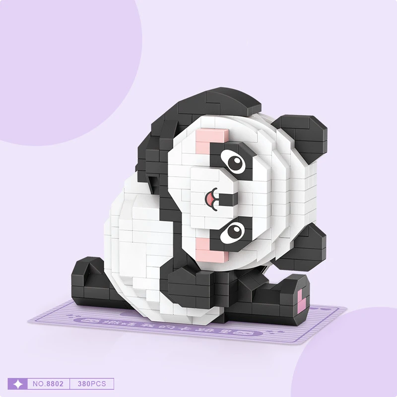 ของเล่นบล็อกตัวต่อรูปหมีแพนด้าขนาดเล็กของเล่นเพื่อการศึกษาของเด็กโมเดลแพนด้าสัตว์เลี้ยงน่ารักแบบทำมือ