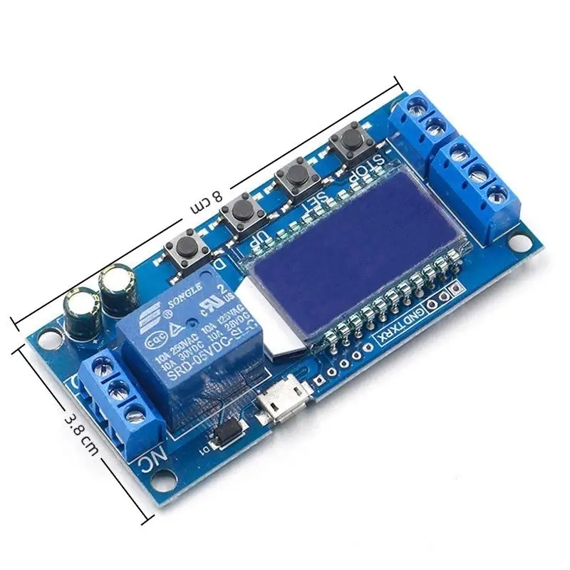 6-30V Time Delay Relay Module Micro USB Digital LCD Display Timer Switch for Home Appliance Circuit Control