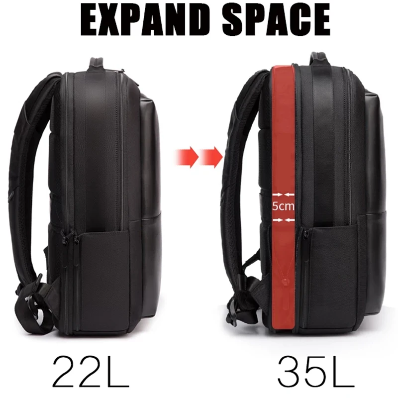 BANGE Fashion Men's 15-inch Laptop Backpack Can Be Extended Water Splicing Business Large-Capacity USB2.0 Charging Female Bag