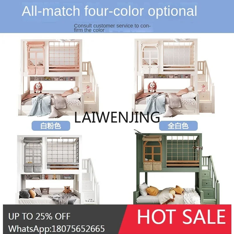 LYN bed double full solid wood bunk princess castle tree house bed can be customized