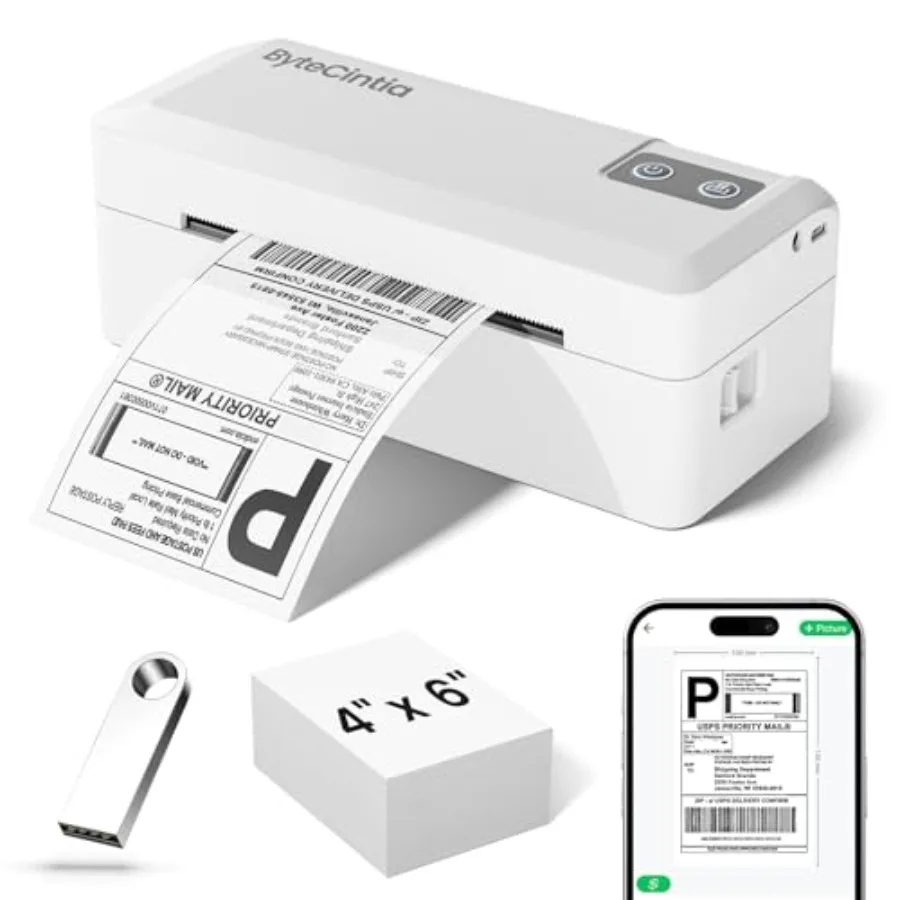 

Bluetooth Thermal Shipping Label Printer, 4x6 Shipping Label Printer for Small Business, Support Android, iOS, Windows and Mac,
