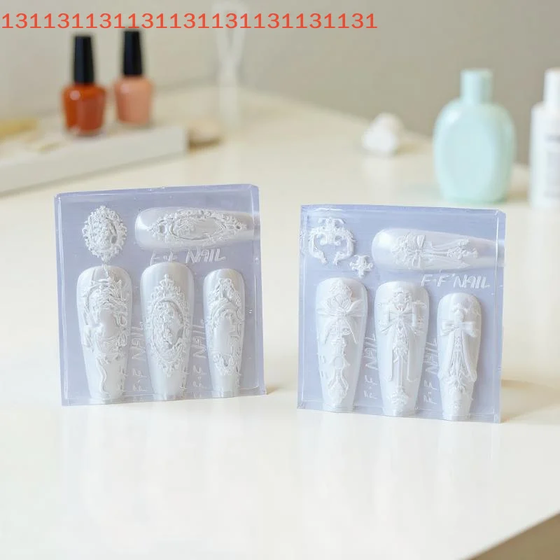 قالب شفاف ثلاثي الأبعاد لفن الأظافر، تصميم القوس DIY، إطار صورة الرمزية على الطراز الأوروبي، أداة سيليكون لتزيين المانيكير #1